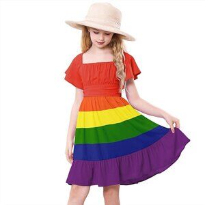 NEW Rainbow Dress for Girls Dresses SZ L 8/10